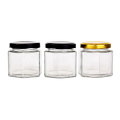 hot sale 4oz 120ml hexagon glass honey storage jar with metal screw cap